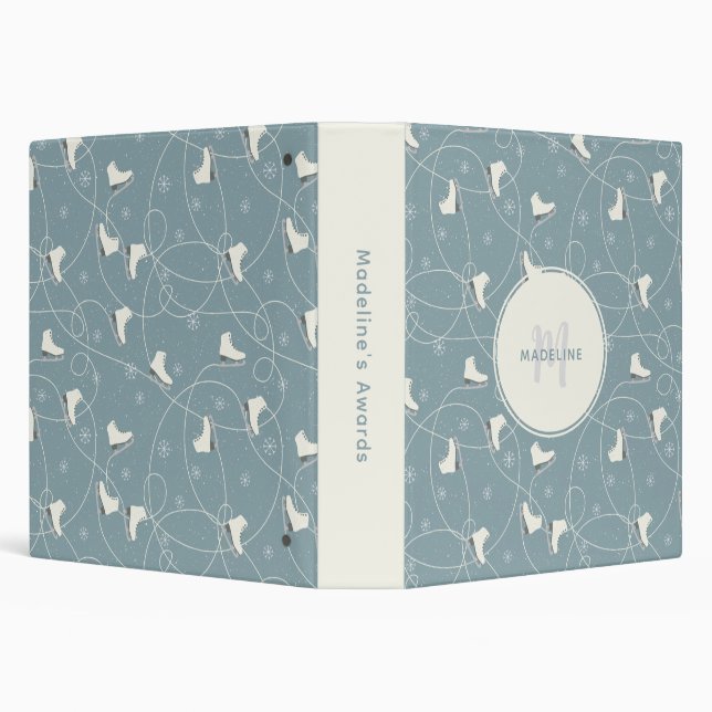 Blue Ice Skate Snowflake Pattern Binder (Background)