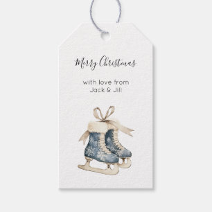 Blue Ice Skates Snowflakes Christmas Gift Tags