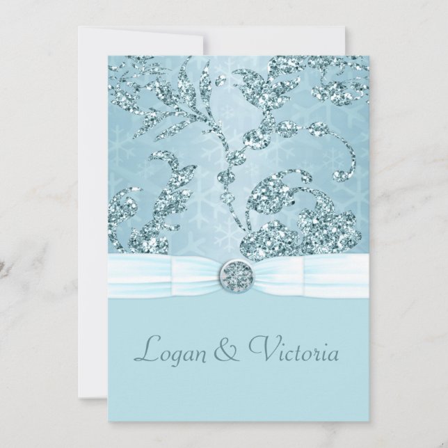 Blue Ice Sparkle Wonderland Wedding Invitation (Front)