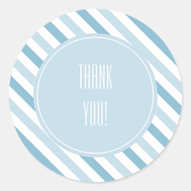 Blue Ice Stripes Classic Round Sticker (Front)