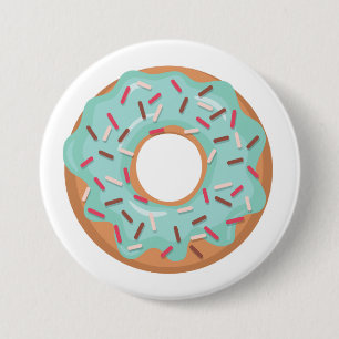 Blue Iced Doughnut With Sprinkles 3 Inch Round Button