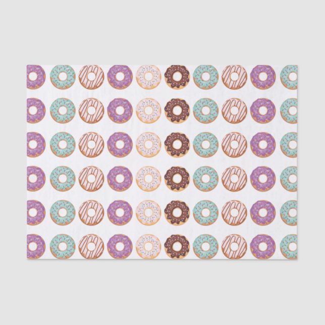 Blue Iced Doughnuts With Sprinkles Pattern Party Tissue Paper (Front)