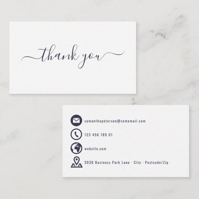 Blue icons thank you enclosure card (Front/Back)