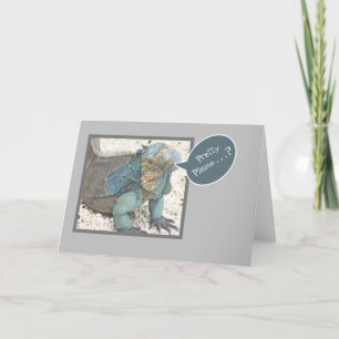 BLUE IGUANA/HEAD TILTED/"PRETTY PLEASE?/GET WELL S CARD