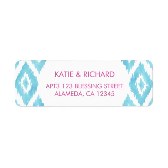 Blue Ikat Return Address Label