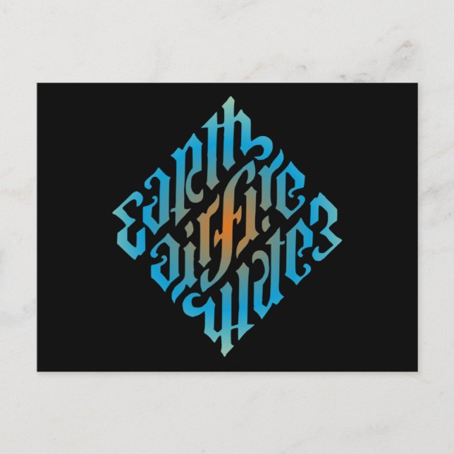 Blue Illuminati Elements Symbol Postcard (Front)