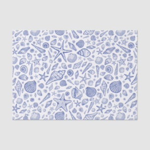 Blue Illustrated Seashell Tissue Paper