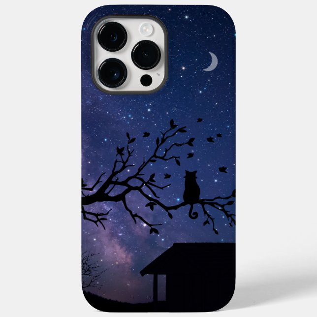 Blue Illustration Night Case-Mate iPhone Case (Back)