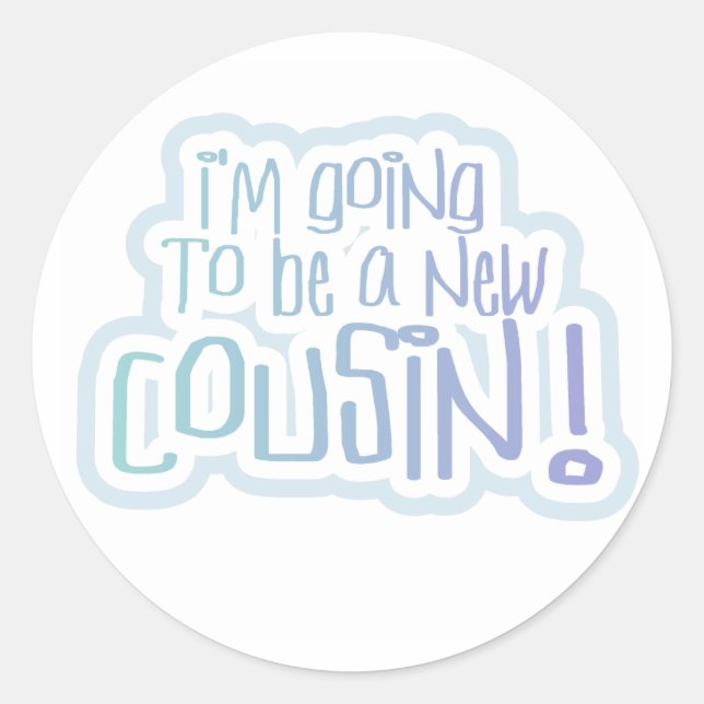 Blue I'm Going to be a Cousin Classic Round Sticker (Front)