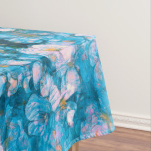 Blue Impressionism Flowers Tablecloth