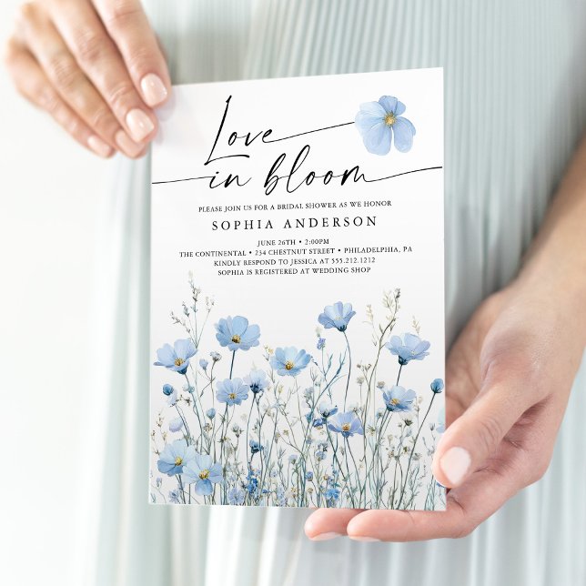 Blue In Bloom Bridal Shower Invitation Card (Creator Uploaded)
