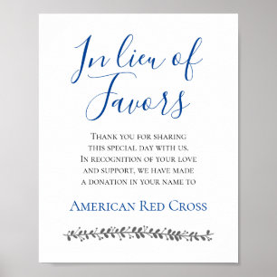 Blue In Lieu Of Favors Charity Donation Wedding Poster