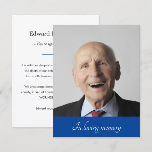 Blue In Loving Memory Deceased Announcement Photo