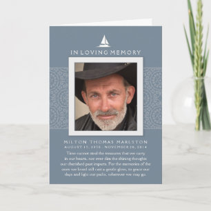 Blue In Loving Memory Photo Sailboat Thank You Card