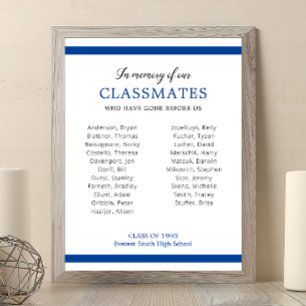 Blue In Memory Of Our Classmates Reunion Memorial Poster