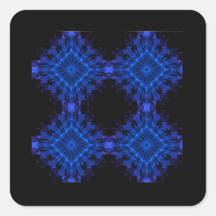 Blue Incendia Design of Four Blue Star Cubes Square Sticker