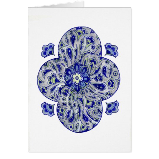 Blue India Paisley Card