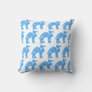 Blue Indian Camel Throw Pillow