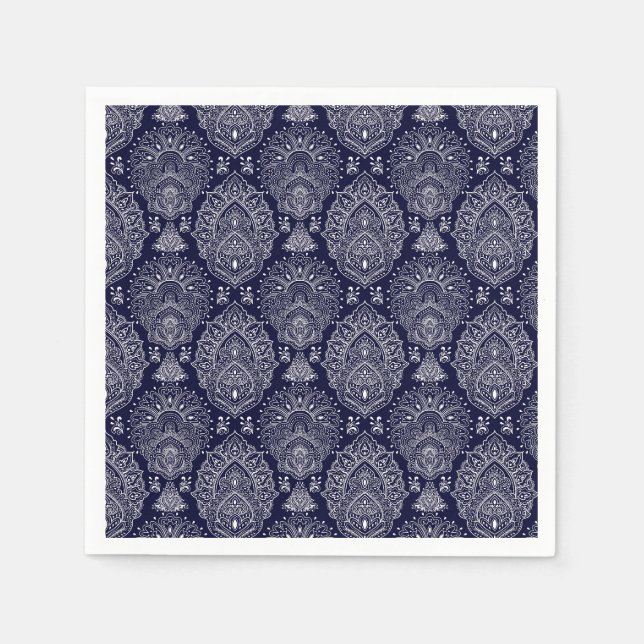 blue Indian ethnic vintage pattern Napkin (Front)