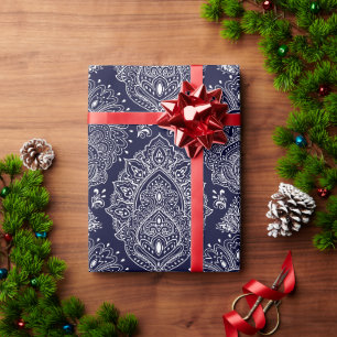 blue Indian ethnic vintage pattern Wrapping Paper