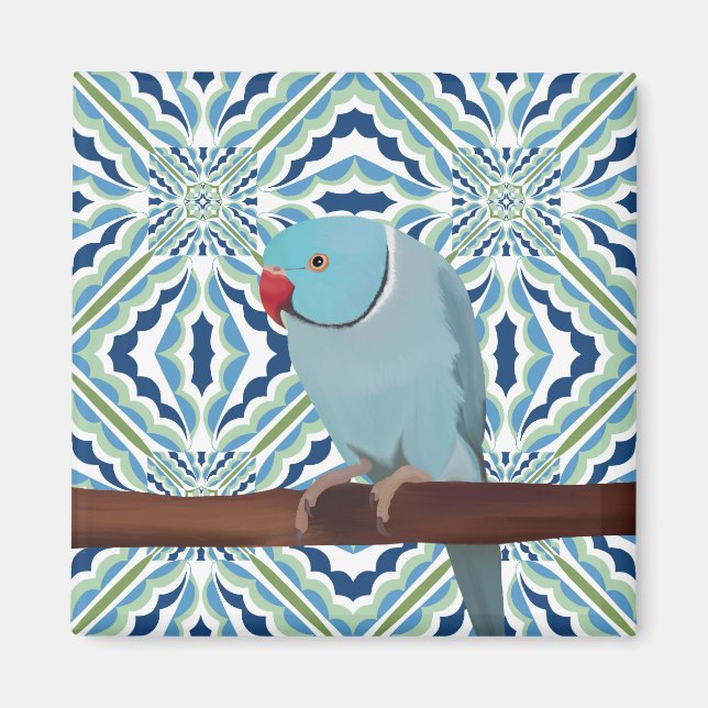 Blue Indian Ringneck Parakeet Magnet (Front)