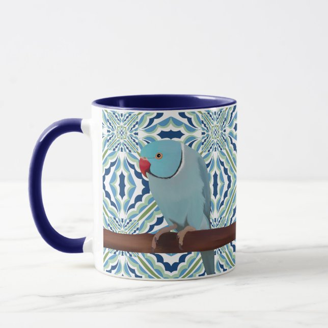 Blue Indian Ringneck Parakeet Mug (Left)