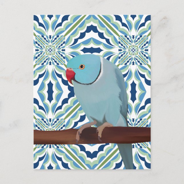 Blue Indian Ringneck Parakeet Postcard (Front)