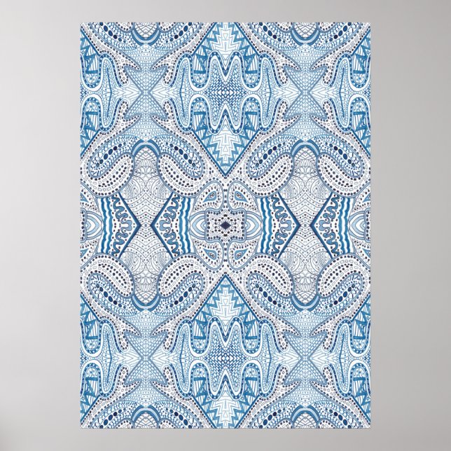Blue Indigo Abstract Poster (Front)