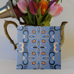 Blue Indigo Orange Bohemian Ethnic Mosaic Pattern Tile<br><div class="desc">This exquisite decorative ceramic tile showcases a vibrant and eye-catching design,  seamlessly blending geometric shapes in mesmerizing shades of blue and orange. With its harmonious fusion of colours and patterns,  this tile adds a touch of artistry and allure to any space.</div>