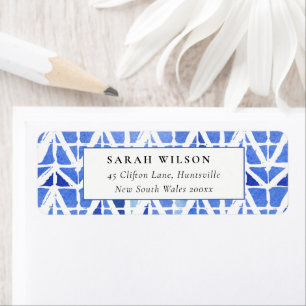 BLUE INDIGO WATERCOLOR CHEVRON ADDRESS LABEL