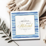 BLUE INDIGO WATERCOLOR STRIPES BAR BAT MITZVAH NAPKIN<br><div class="desc">If you need any further customisation or any other matching items,  please feel free to contact me at info@yellowfebstudio.com</div>