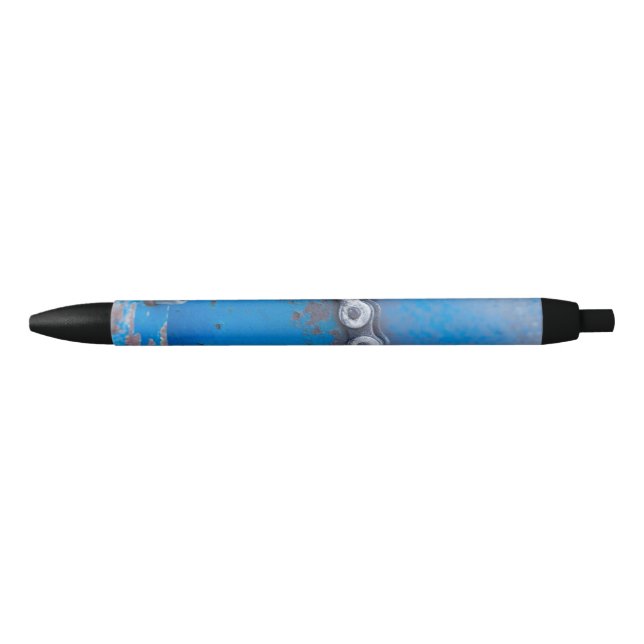 Blue Industrial Farm Gear with Rust Patina Black Ink Pen (Front)