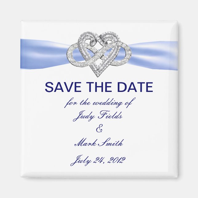 Blue Infinity Heart Enregistrer La Date Magnet (Devant)