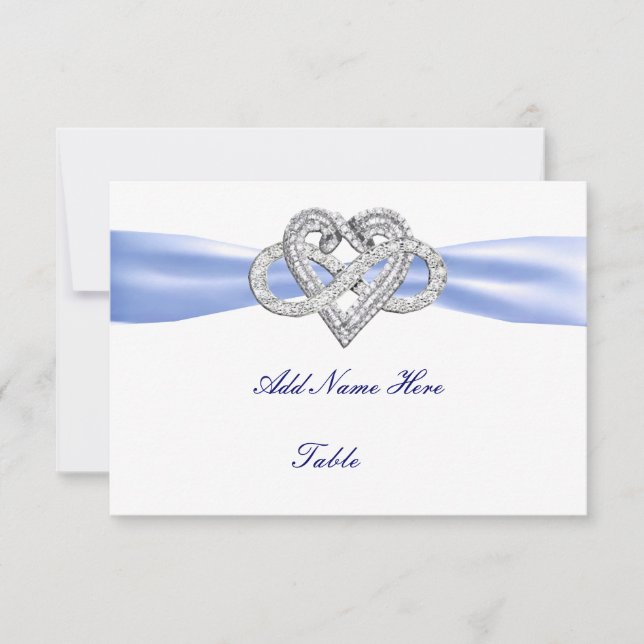 Blue Infinity Heart Wedding Table Place Card (Front)