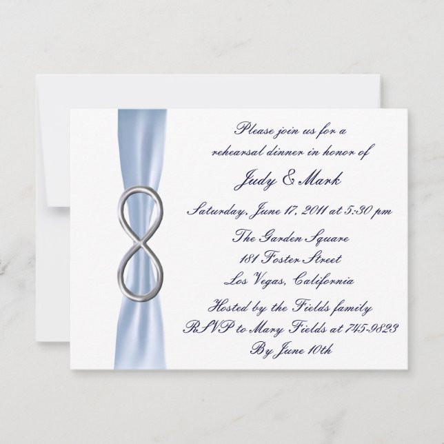 Blue Infinity Wedding Rehearsal Dinner Invitation (Front)