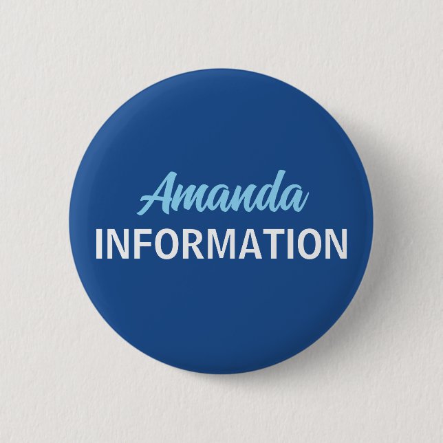 Blue Information Volunteer  2 Inch Round Button (Front)