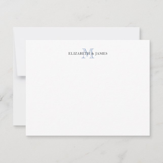 Blue Initial Monogrammed Couple Personalized Card (Front)
