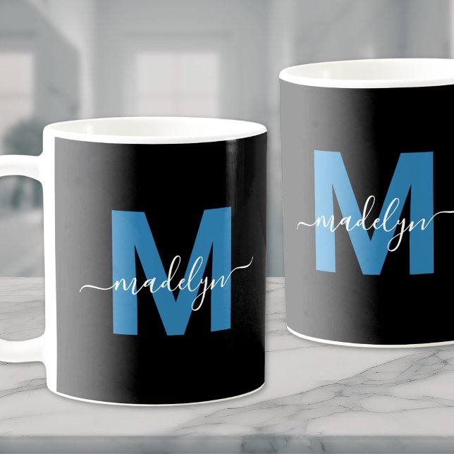 Blue Initial Name Monogram Coffee Mug (Blue Initial Name Monogram Coffee Mug )