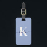 Blue Initial Name Monogrammed Luggage Tag<br><div class="desc">This simple, elegant light blue tag with your first name in a trendy script font in navy blue typed over your first initial in a modern cap font in white on one side and your name, address and phone number on the other would look fabulous on your suitcases. It's stylish...</div>