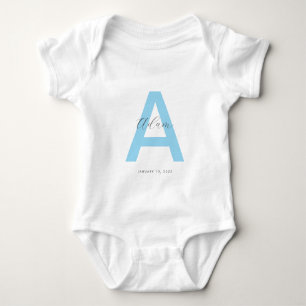 Blue Initial Name Personalized Baby Bodysuit
