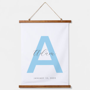 Blue Initial Name Personalized Hanging Tapestry