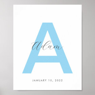 Blue Initial Name Personalized Poster