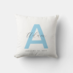 Blue Initial Name Personalized Throw Pillow