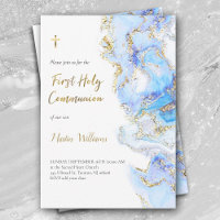 blue ink and FAUX glitter | First Holy Communion