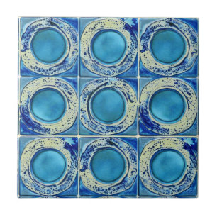 Blue ink and watercolor round pattern gradient  tile