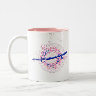 Blue Ink Katana & Cherry Blossom / Sakura Mug
