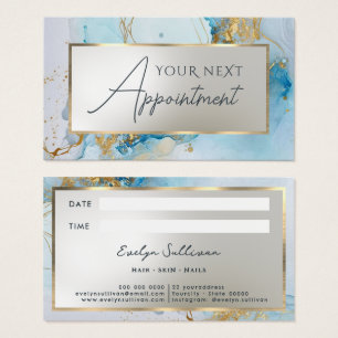 blue ink marble appointment card