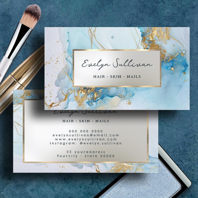 blue ink marble business card (Creator Uploaded)