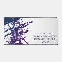 Blue Ink Samurai Warrior & Custom Quote Desk Mat
