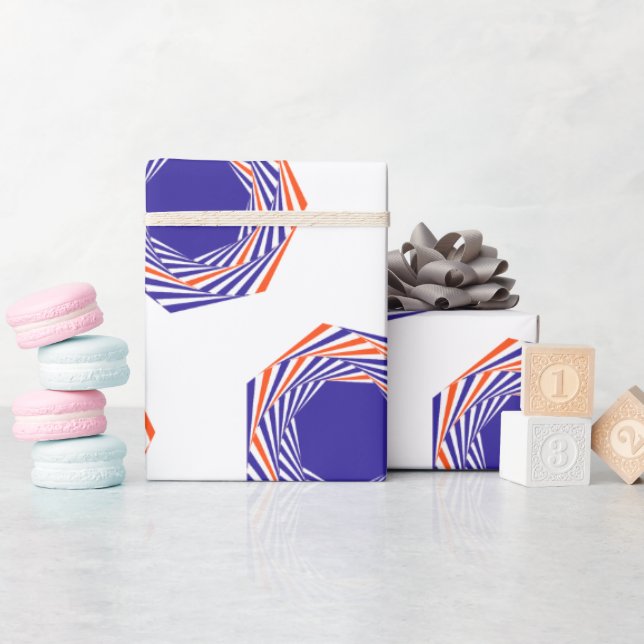 Blue Ink Sphere Graphics Abstract Art Pattern Wrapping Paper (Baby Shower)